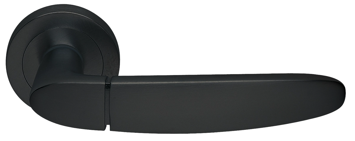 Ручка дверная SAIL R2 NERO раздельная на круглой розетке, цвет - черный фото 1 Ручка дверная SAIL R2 NERO раздельная на круглой розетке, цвет - черный фото купить Иркутск