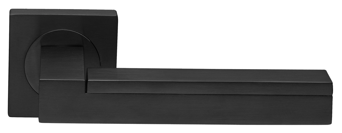 Ручка дверная ISLAND S2 NERO раздельная на квадратной розетке, цвет - черный фото купить Иркутск