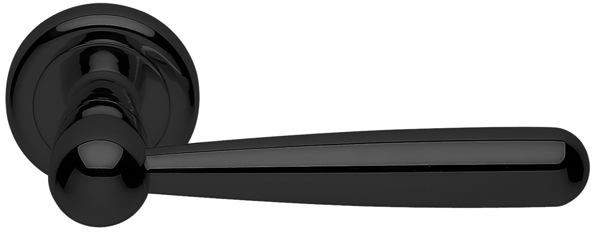 Ручка дверная PINOKKIO R4 NERO раздельная на круглой розетке, цвет - черный фото 1 Ручка дверная PINOKKIO R4 NERO раздельная на круглой розетке, цвет - черный фото купить Иркутск