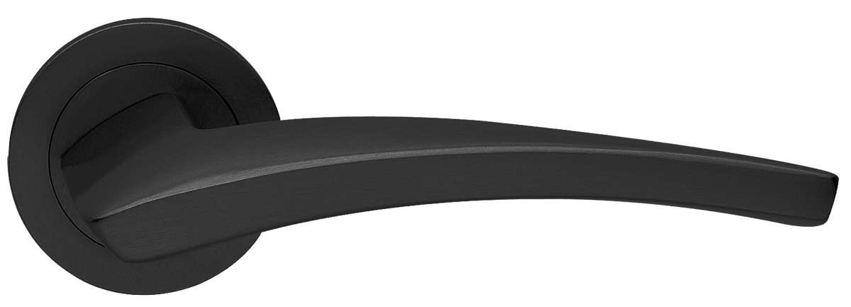 Ручка дверная WIND R2 NERO раздельная на круглой розетке, цвет черный, латунь фото купить в Иркутске