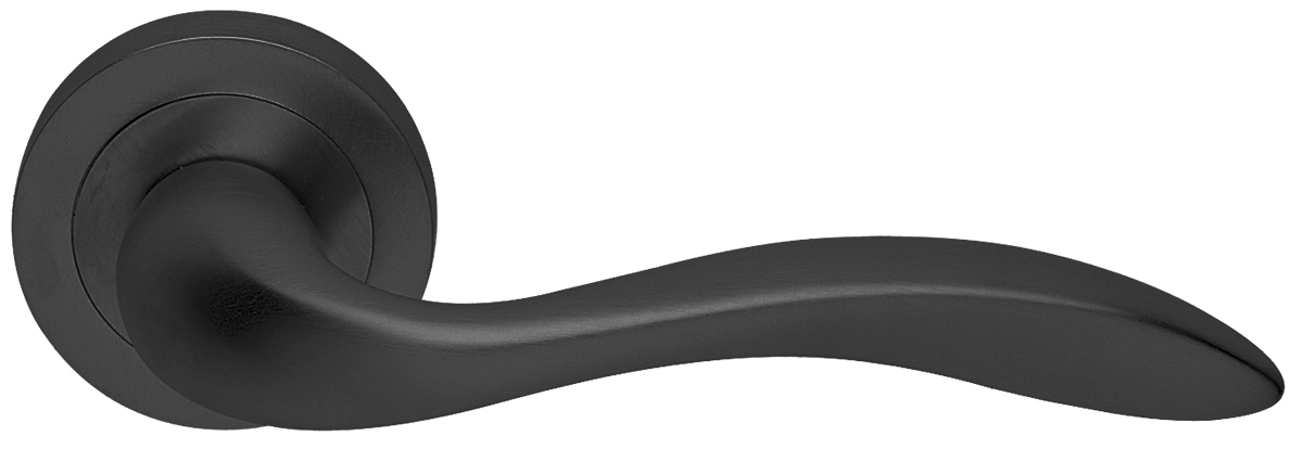 Ручка дверная LEON R2 NERO раздельная на круглой розетке, цвет - черный фото купить в Иркутске