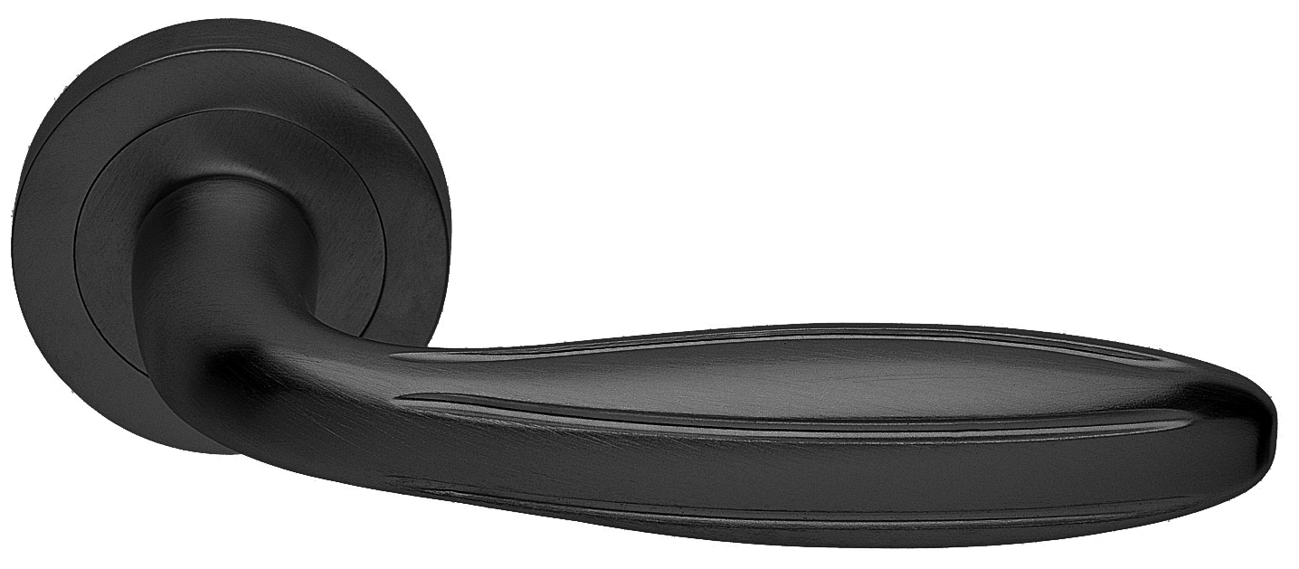 Ручка дверная BUD R2 NERO раздельная на круглой розетке, цвет черный, латунь фото купить в Иркутске