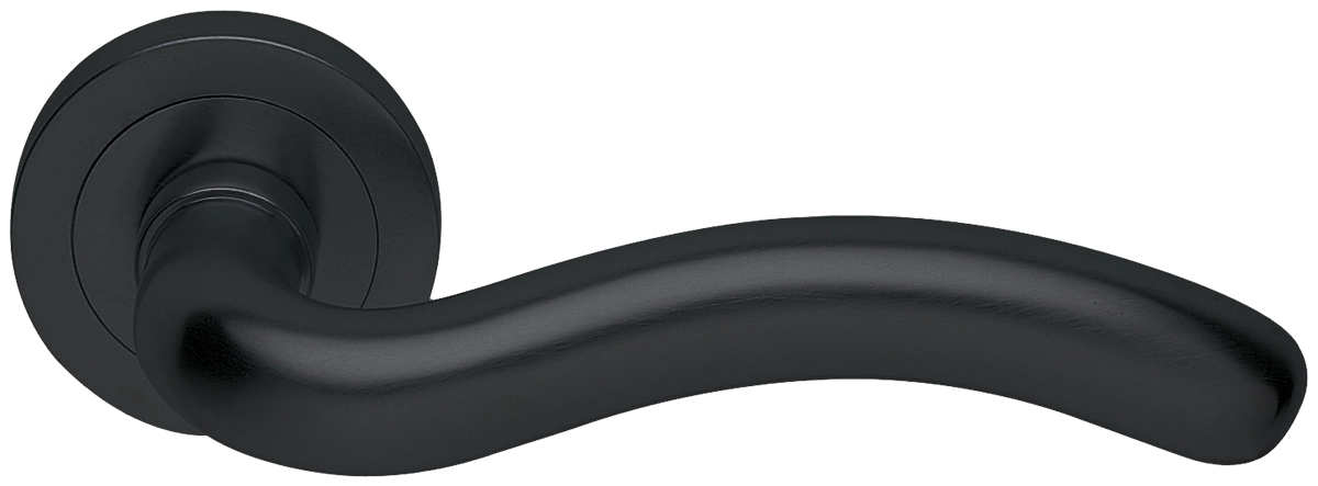 Ручка дверная SNAKE R2 NERO раздельная на круглой розетке, цвет - черный фото купить в Иркутске