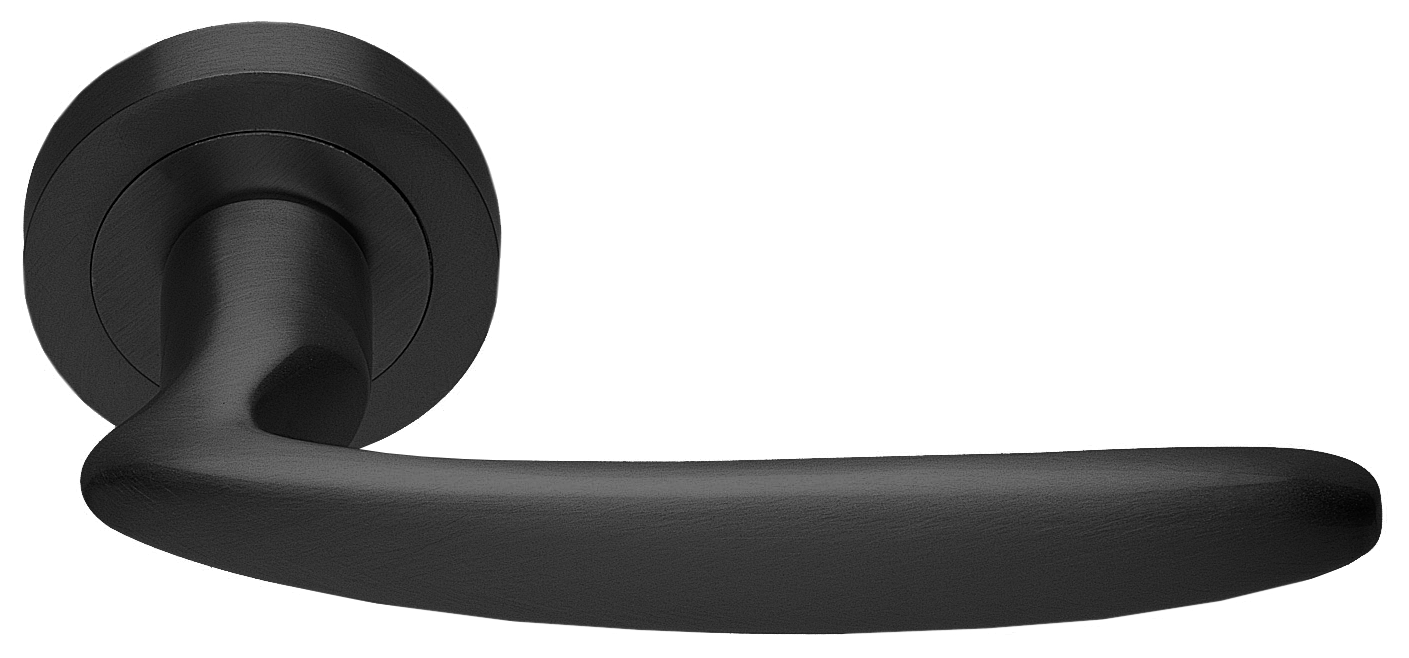 Ручка дверная FLAMINGO R2 NERO раздельная на круглой розетке, цвет черный, латунь фото купить в Иркутске