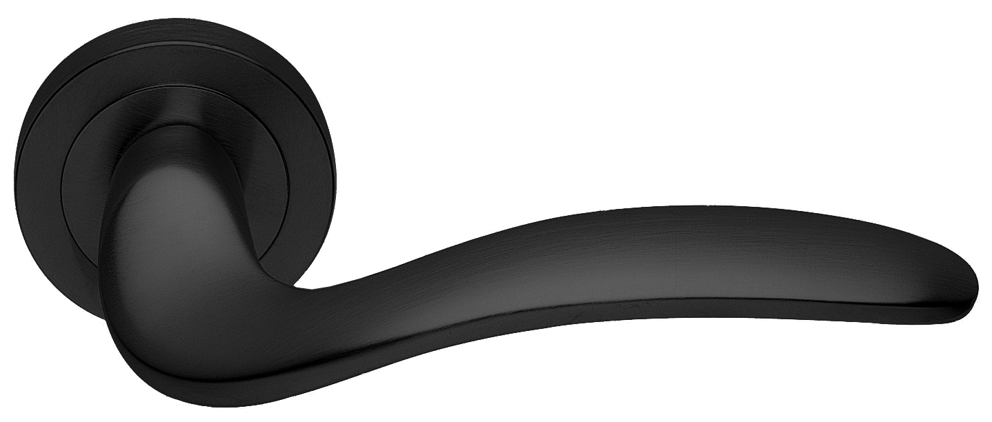 Ручка дверная COBRA R2 NERO раздельная на круглой розетке, цвет - черный фото купить в Иркутске