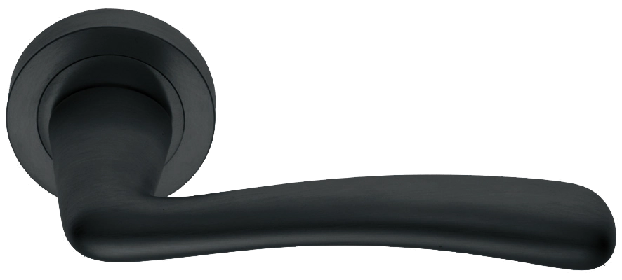 Ручка дверная COCKATOO R2 NERO раздельная на круглой розетке, цвет черный, латунь фото купить в Иркутске