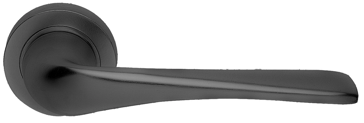 Ручка дверная LE MANS R2 NERO раздельная на круглой розетке, цвет черный, латунь фото купить в Иркутске