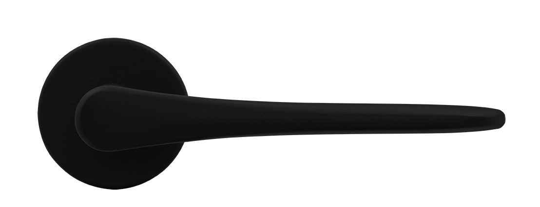 Ручка дверная AULA R5 NERO-ST на круглой розетке, цвет черный soft-touch, ЦАМ фото купить в Иркутске