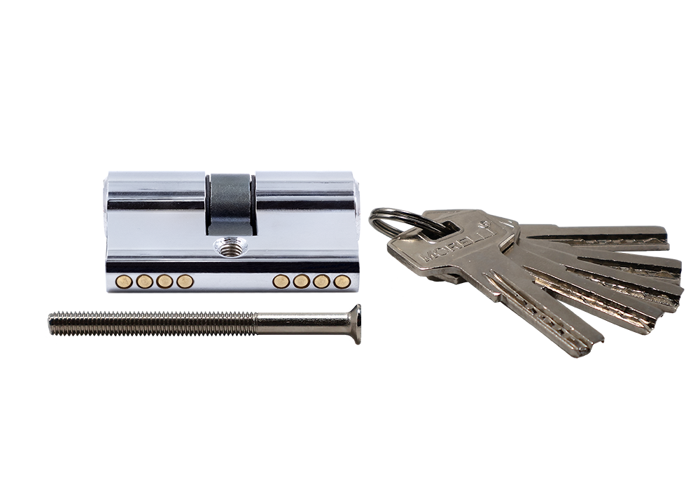 Ключевой цилиндр высокой секретности HS 50C PC (50мм), цвет хром фото купить в Иркутске