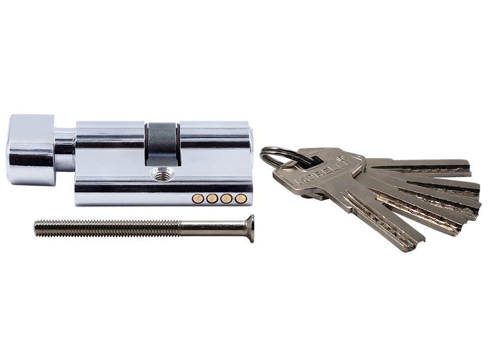 Ключевой цилиндр высокой секретности HS 50CK PC с заверткой (50мм), цвет хром фото купить в Иркутске