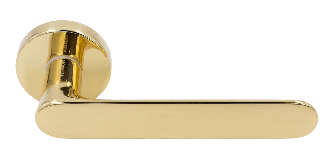 Ручка дверная LE BOAT R5 OTL раздельная на круглой розетке, цвет золото, латунь фото купить Иркутск
