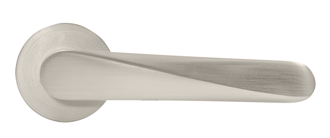 Ручка дверная CAYAN MH-58-R6 MSN раздельная на круглой розетке 6 мм, цвет матовый сатинированный никель, ЦАМ фото купить в Иркутске