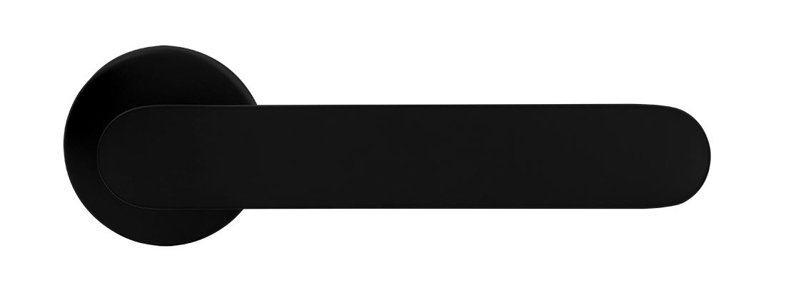 Ручка дверная LE BOAT R5 NERO-ST раздельная на круглой розетке, цвет черный soft-touch, латунь фото купить в Иркутске