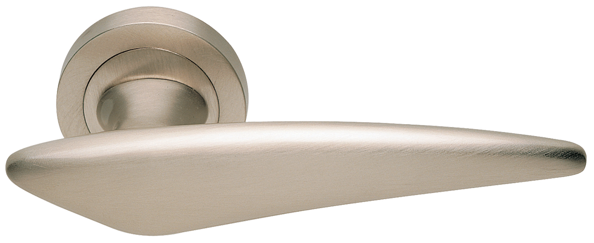 Ручка дверная BOLID R2 NIS раздельная на круглой розетке, цвет матовый никель, латунь фото купить Иркутск