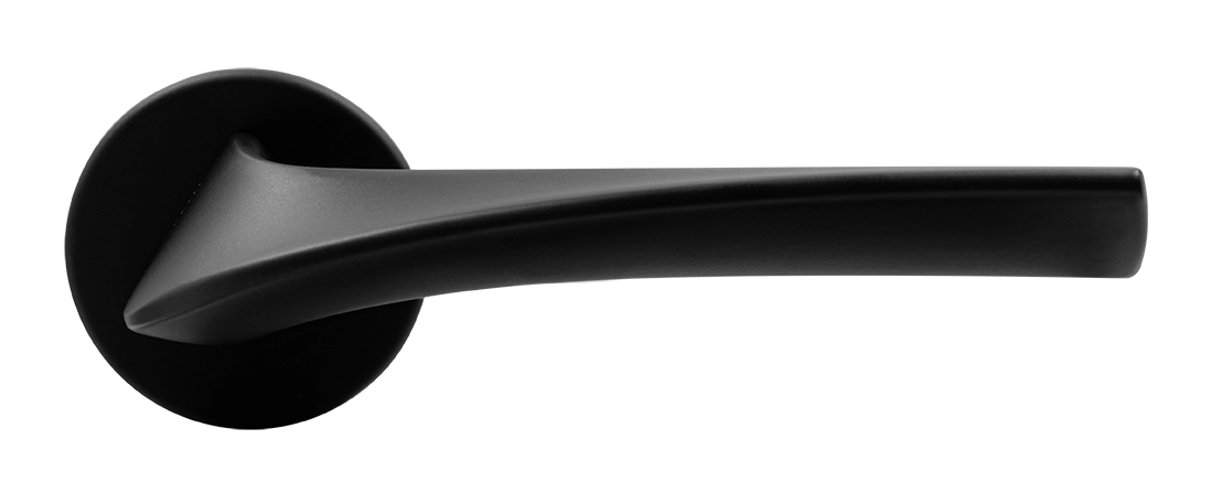 Ручка дверная COMETA R5 NERO-ST на круглой розетке цвет черный soft-touch, ЦАМ фото купить в Иркутске