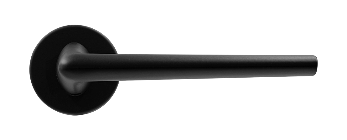 Ручка дверная THE FORCE R5 NERO-ST на круглой розетке, цвет черный soft-touch, ЦАМ фото купить в Иркутске