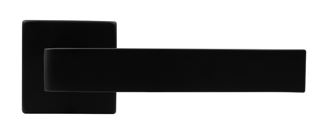 Ручка дверная HORIZONT S5 NERO-ST на квадратной розетке, цвет черный soft-touch, ЦАМ фото купить в Иркутске