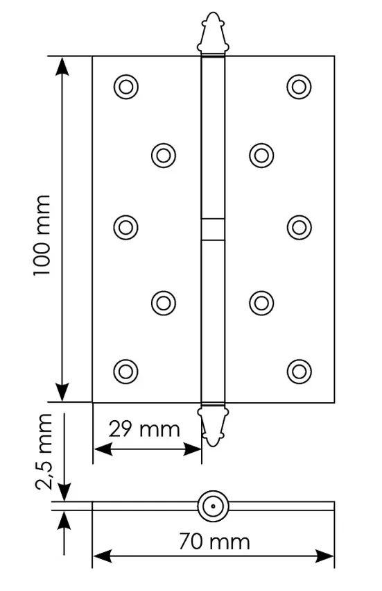 Петля карточная разъемная MSN 100X70X2.5 R COF с подшипником стальная правая, врезная, цвет кофе фото купить в Иркутске