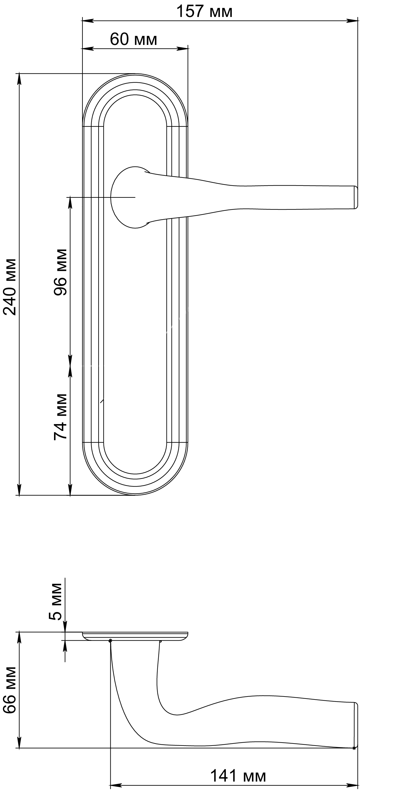 Ручка дверная LVB PLR AH на планке, цвет Осенний мёд/Autumn Honey фото фурнитура Иркутск