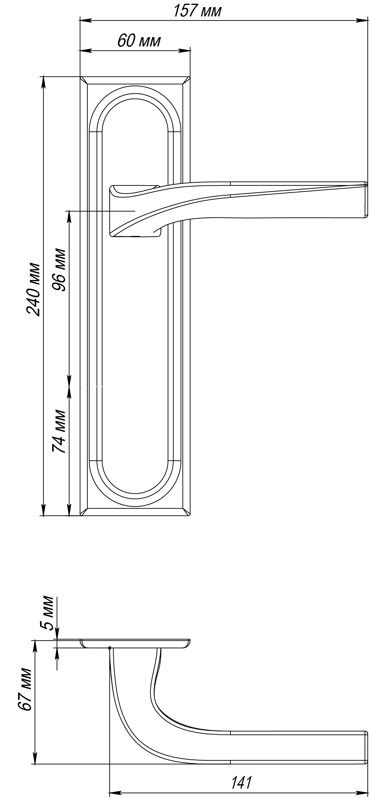 Ручка дверная WD CONCERT HALL PLS SST на планке, цвет Летняя гроза/Summer Storm фото фурнитура Иркутск