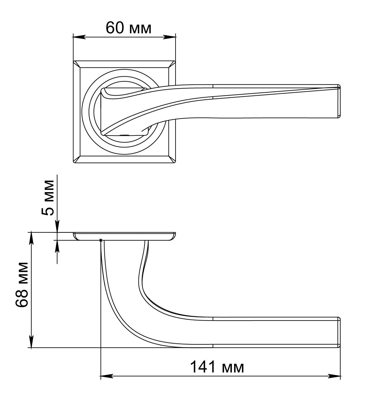 Ручка дверная WD CONCERT HALL S7 SST на квадратной розетке, цвет Летняя гроза/Summer Storm фото фурнитура Иркутск