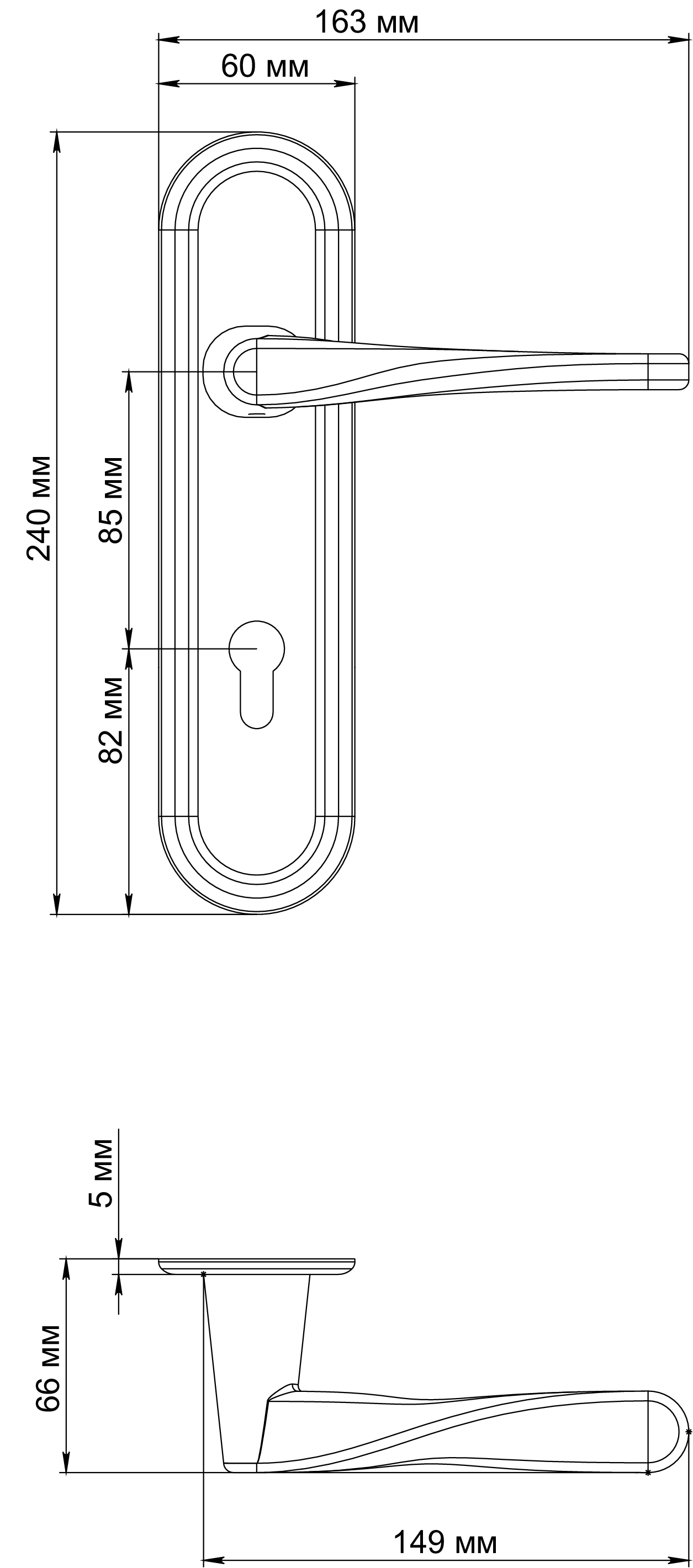 Ручка дверная THE OLYMPICS PLR KH SST на планке под ключевой цилиндр, цвет Летняя гроза/Summer Storm фото купить в Иркутске