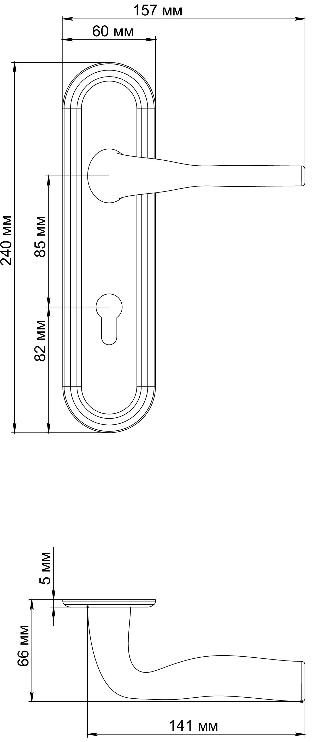 Ручка дверная LVB PLR KH AH на планке под ключевой цилиндр, цвет Осенний мёд/Autumn Honey фото купить в Иркутске