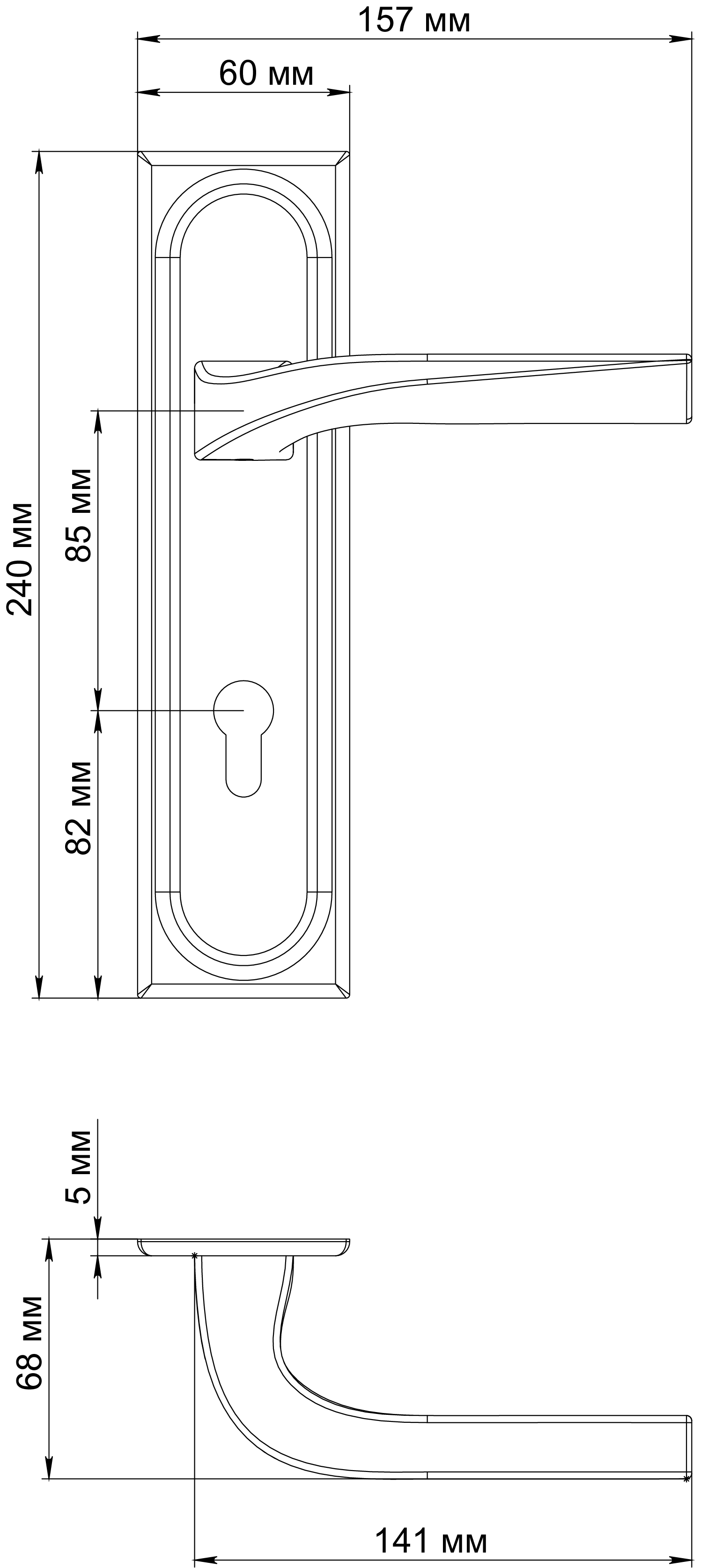 Ручка дверная WD CONCERT HALL PLS KH SST на планке под ключевой цилиндр, цвет Летняя гроза/Summer Storm фото купить в Иркутске