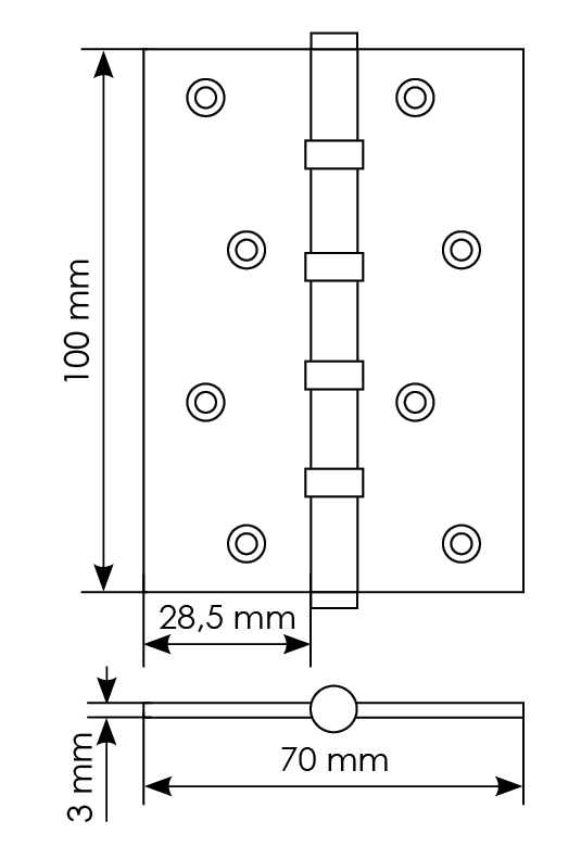 Петля универсальная карточная MBU 100X70X3-4BB AB латунь, врезная, цвет бронза фото купить в Иркутске