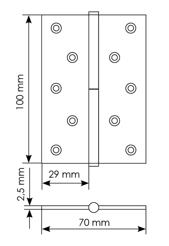 Петля разъемная  карточная MSD 100X70X2.5 W R стальная правая, врезная, цвет белый, сталь фото купить в Иркутске