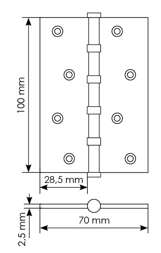 Петля универсальная карточная MS 100X70X2.5-4BB W стальная, врезная, цвет белый, сталь фото купить в Иркутске