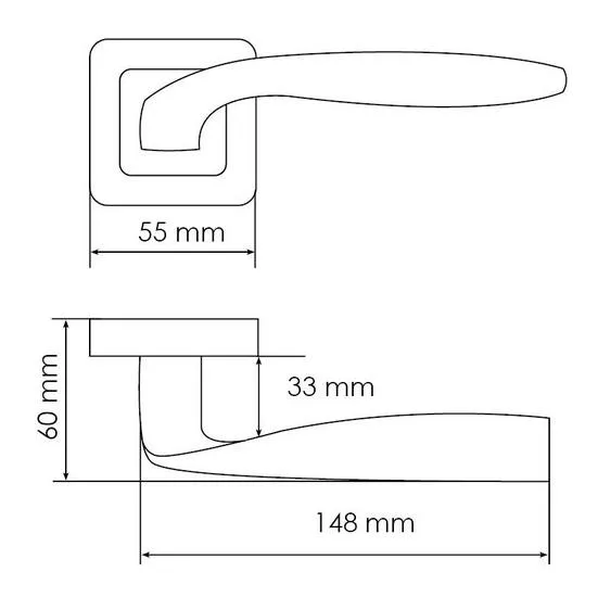 Ручка дверная SHELL MH-45 GR/CP-S55 раздельная на квадратной розетке, цвет графит/хром, ЦАМ Light фото купить в Иркутске