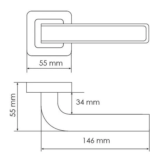 Ручка дверная EON MH-46 GR/CP-S55 раздельная на квадратной розетке, цвет графит/хром, ЦАМ Light фото фурнитура Иркутск