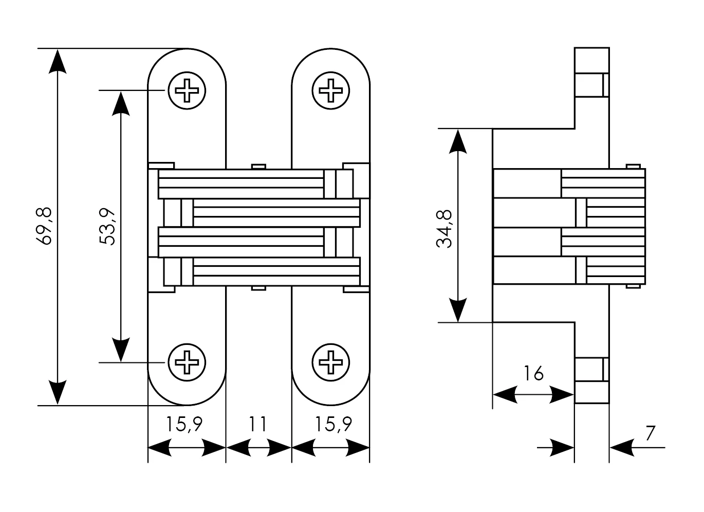 Петля скрытая HH-7 PC врезная с 2D-регулировкой , цвет хром фото купить в Иркутске